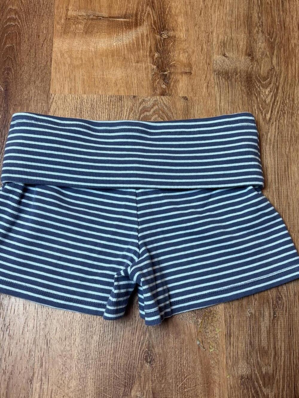 foldover striped shorts blue art class coastal lounge summer